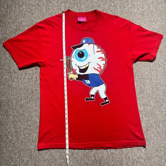Mishka NYC Eye Baseball Graphic Tee Red Mens Large Made in USA - Picture 5 of 7